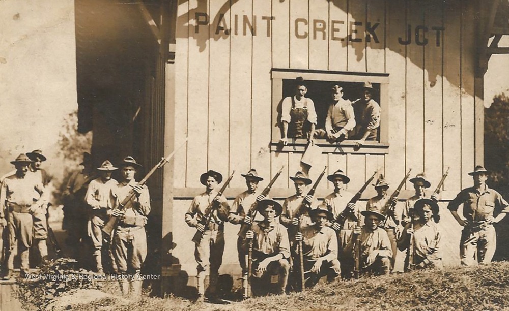 Depicting miners on strike at Cabin Creek, West Virginia